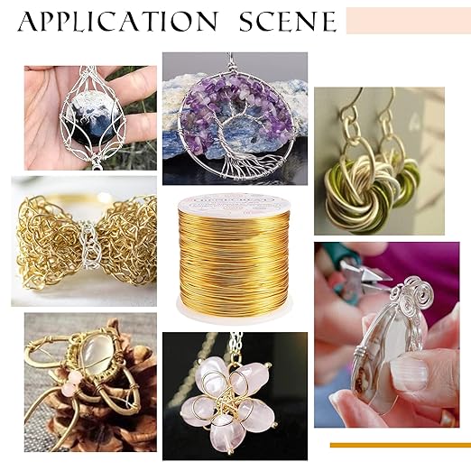 BENECREAT 12 17 18 Guage Aluminum Wire (12 Gauge,100FT) Anodized Jewelry Craft Making Beading Floral Colored Aluminum Craft Wire - Gold