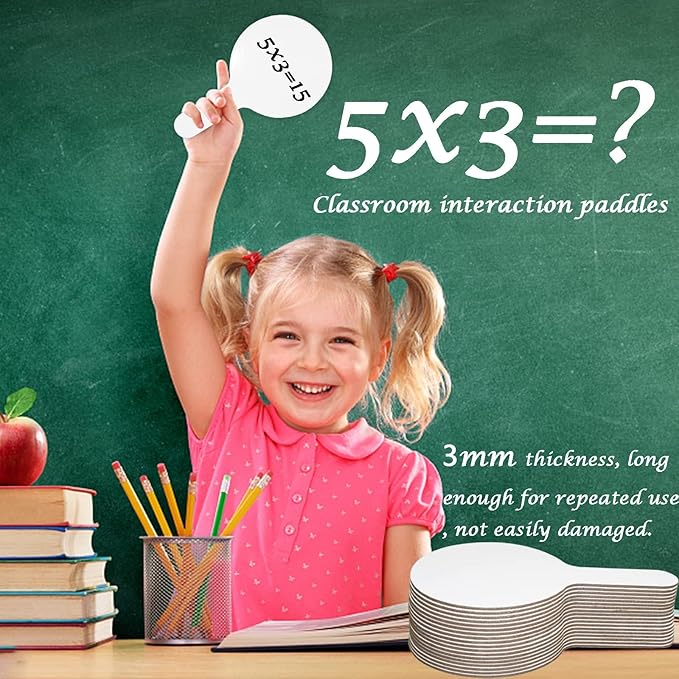 33Pcs Dry Erase Answer Paddles with Markers Thickened Handheld Double Sided Paddles Mini White Boards Small Dry Erase Signs Auction Paddles for Students Classroom Bidding Voting Games