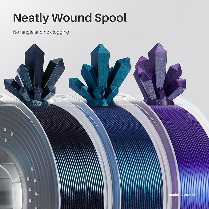 ELEGOO PLA Filament 1.75mm Galaxy Peacock Blue 1KG, Shiny 3D Printer Filament Dimensional Accuracy +/- 0.02mm, 1kg Spool(2.2lbs) 3D Printing Filament Fits for Most FDM 3D Printers