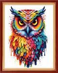 Dimxvean Cross Stitch Kits Stamped Full Range of Embroidery Starter Kits for Beginners DIY 11CT Cross Stitches Needlepoint Kits-Colorful Owl 16x20 inch