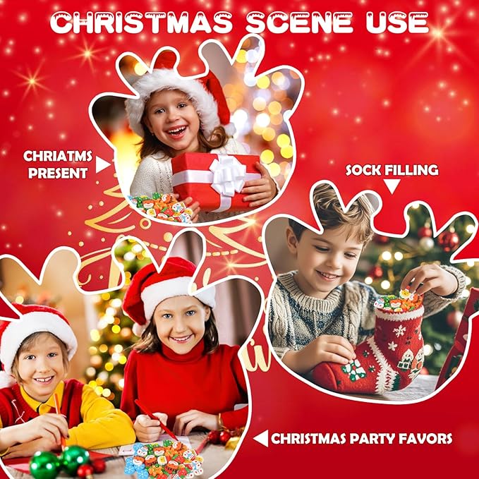 42 pcs Christmas Erasers for Kids Bulk Large Cute Snowflake Christmas Tree Pencils Erasers Novelty Desk Pets for Xmas Classroom Rewards Winter Kids Prizes Party Favors Goodie Bag Stuffers