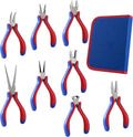 Needle Nose Pliers Set - 8 Pcs High Hardness Carbon Steel Mini Pliers with Ergonomic Handle, Automatic Shrapnel Design, and Multiple Types of Jaws for Repairing Electronics and Cutting Wires