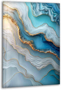 My Photostation.com 18Wx28H'' Turquoise and Blue Alcohol ink Glass Wall Art Tempered Glass Printing Wall Decor Large Wall Art Wall Hangings