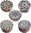 Royal Kraft Mandala Wooden Printing Stamps (Set of 5) - DIY Henna Fabric Textile Paper Clay Pottery Blocks Htag2204