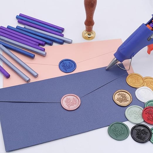 52pcs Red Bronze Sealing Wax Sticks, Andotopee Glue Gun Wax Seal Sticks for Wax Seal Stamp, Premium Sealing Wax for Envelope Letter Seal Wedding Invation Craft Adhesive, Great Gift Ideas (Mini Size)