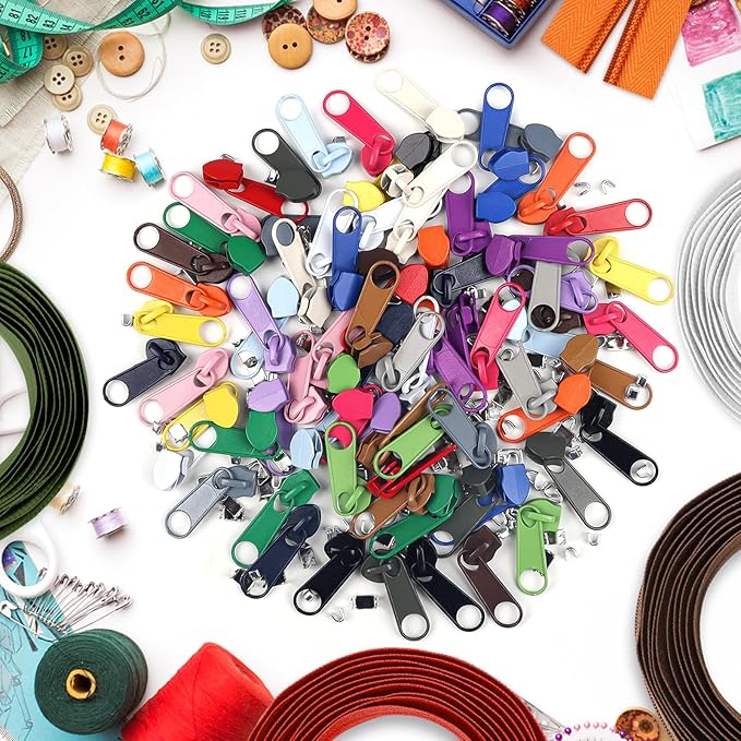 DOITEM 44.4 Yards/ 40 m 20 Pieces Assorted Colors #5 Nylon Coil Zippers, Sewing Zippers Endless Zips with 80 Pieces Zipper Sliders Zip Heads for DIY Sewing Tailor Craft Supplies
