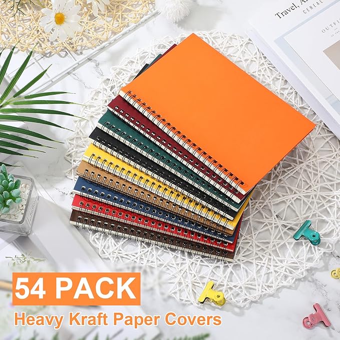 Yahenda Spiral Notebook Bulk A5 College Ruled Journals Notebooks Lined 8.3 x 5.5 Inch Note Books Composition Writing Thick Paper Notebook for Office Business School Gifts Supplies(Assorted Color, 54