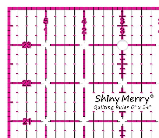 Quilting Ruler 6"x24",Non-Slip Clear Acrylic Sewing Ruler with Easy-to-Read Grid,Pink & Black Grid Design,Perfect for Fabric,Patchwork,Cutting & Sewing Crafts,Durable Tool for Quilting