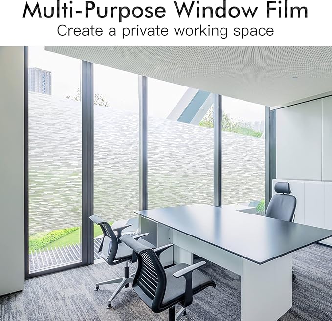 Haton Window Privacy Film, Frosted Glass Static Cling Sun Heat Blocking Window Clings, Frosting Opaque Coverings, Vinyl Removable Stickers Tint for Home Door Office, Non Adhesive 17.5" x 157.4"