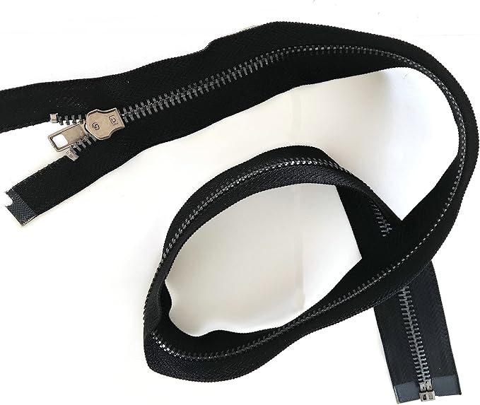 Leekayer Zipper #5 24 Inch Separating Zipper Black Nickel Metal Zipper 60 cm Zipper for Sewing Bag Crafts Jacket Zipper Repair Coats Bulk 2pcs