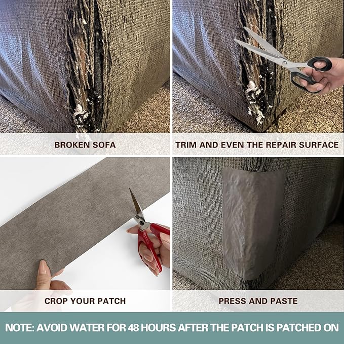 Velvet Repair Patch, Self-Adhesive Flannel Fabric Patch, Multi Colors, Microfiber Patch，Can be Used to Patch Sofas, Car Seats, Handbags, Jacket Holes and Tears (Grayish White)