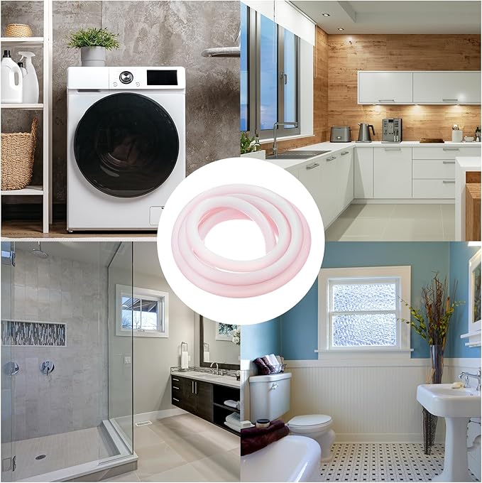 uxcell Flexible Molding Trim, 118 Inch Flexible Quarter Round Molding Silicone Peel and Stick Trim Self Adhesive Shower Water Barrier for Corner Decor Bathroom Kitchen, Transparent