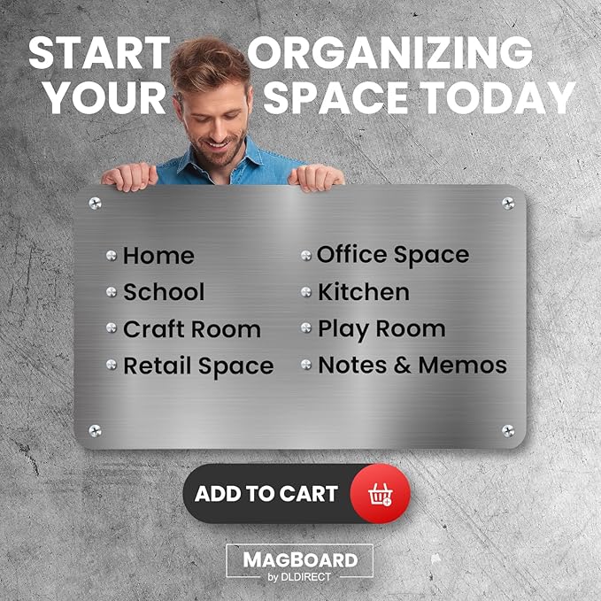 Diamond Life Magnetic Board - Memo & Vision Board for Home, School & Office - Magnet Board for Kids - Pre-drilled Mounting Screws Included (Stainless Steel 24"x72")