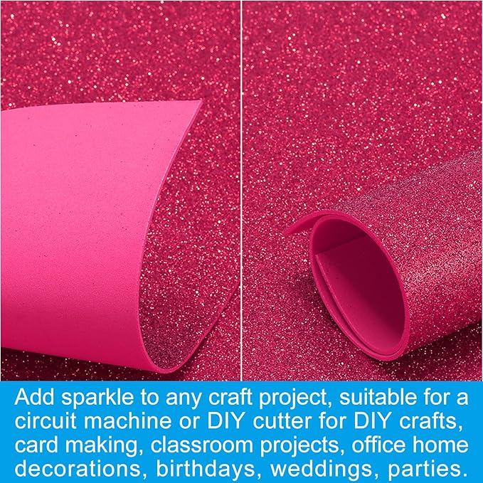 PATIKIL 2mm(1/10") Thick Non Adhesive Glitter Foam Sheet 16x24inch(40x60cm) Wine Red, EVA Shiny Foam Board for Craft, 6 Pcs