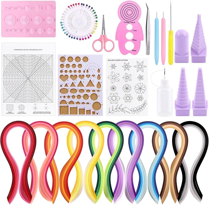 Tanstic 64Pcs Paper Quilling Kits, 45 Colors 900 Strips Paper Quilling Tools and Supplies for Beginners Perfect DIY Handcraft Quilling Set