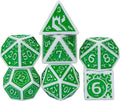 7-Die DND Dice Set New Pattern Polyhedral Dice Set with Leather Bag D&D Die for RPG Table Games(Gray Green)
