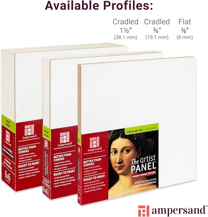 Ampersand Art Supply Wood Gesso Art Painting Panel: Canvas Texture, 3/4 Inch Cradle, 12" x 16"