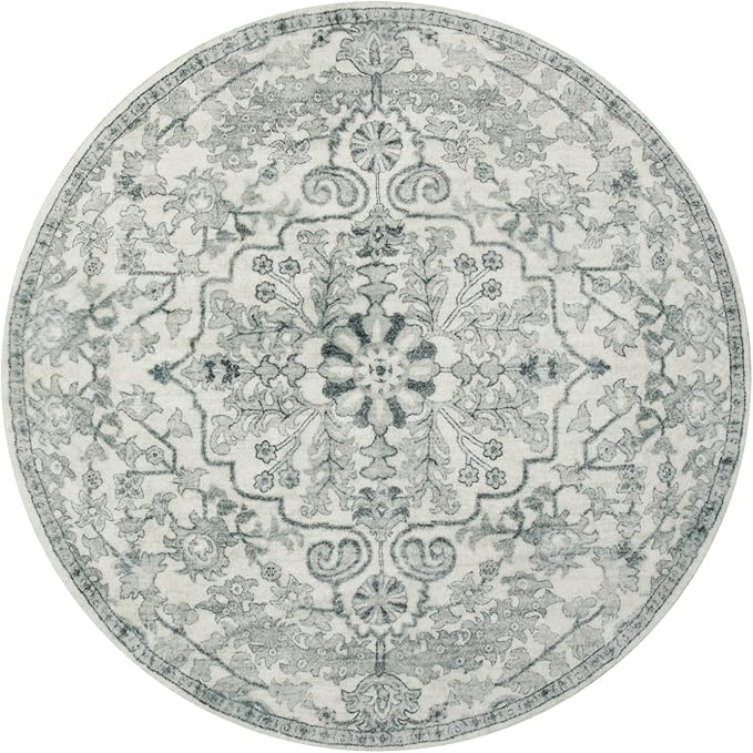 Lahome Bohemian Round Area Rugs, Washable Small Round Rug 3ft Soft Non-Slip Circle Rugs for Entryway, Low Pile Non-Shedding Print Indoor Carpet for Kitchen Laundry Bathroom, Beige