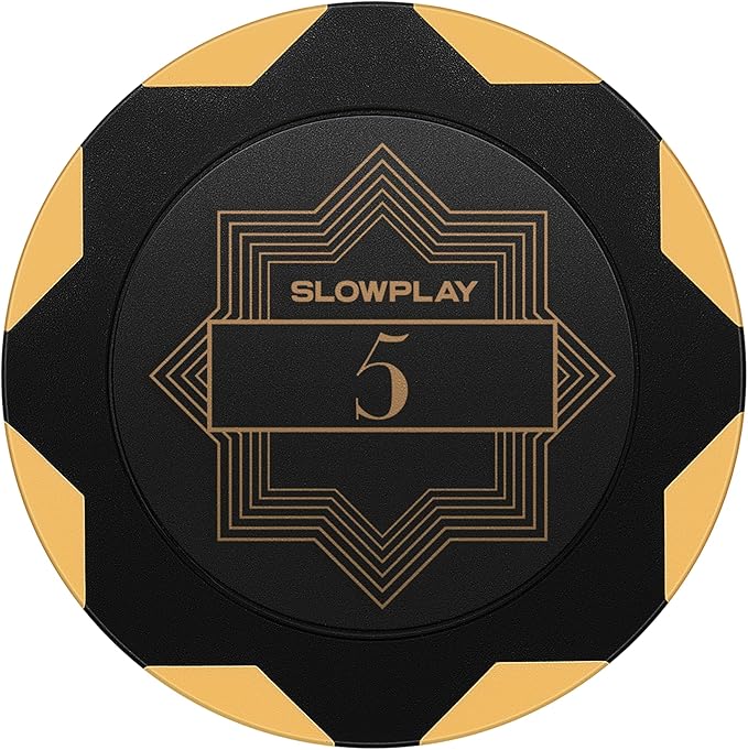 SLOWPLAY Nash Clay Poker Chips, 14 Grams Heavyweight Clay Composite, 40mm Large Chips in Bulk, Pack of 50 with Denomination of 5