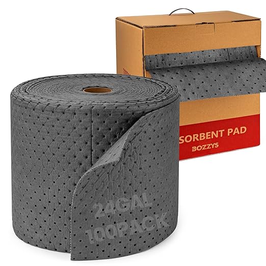 Universal Absorbent Pads Roll | 16"x20" Water Absorbent Mat 100-Pack | Industrial Spill Control for Liquids Leak(24 Gal/Box) | Oil Absorbing Rolls