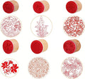 CCINEE 6pcs Round Rubber Stamps Floral Pattern Wooden Stamps for Christmas Scrapbooking Cards and Crafts Making