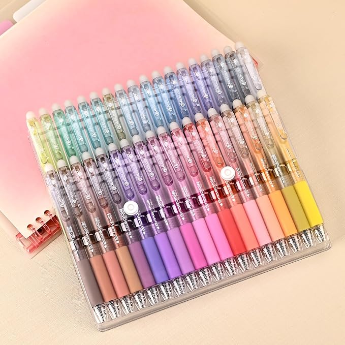 BAYTORY 36Pcs Colored Erasable Gel Pens, Fine Point 0.7mm, Retractable Assorted Colors Pen with Eraser, Smooth Writing Erasable Pens for Drawing Crossword Puzzles