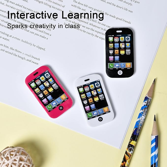HILAZA 20 Mini Cool Phone Erasers for Kids, Fun Smart Phone Erasers for School, Classroom Supplies, Party Favors and Home Prizes