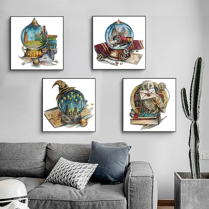 ZuoAnLF 4 Packs Stamped Cross Stitch Kits for Adults,Stamped Cross-Stitch Needlepoint Counted Kits Beginners,Embroidery Kit Arts and Crafts for Home Decor 11CT,9.8 * 9.8inch (HP)