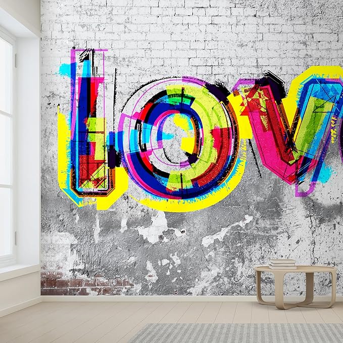 wall26 Wall Sticker/Wall Mural Colorful Graffiti, Not Peel and Stick, Non-Woven Wallpaper Decorative for Bedroom, Living Room, Office - 100x144 inches