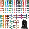 DND Dice Set, 25 X 7 (175 Pieces) Polyhedral D&D Dice Set Three-Color, Two-Color and Monochrome Dice for Dungeons and Dragons with 1 Black Bags