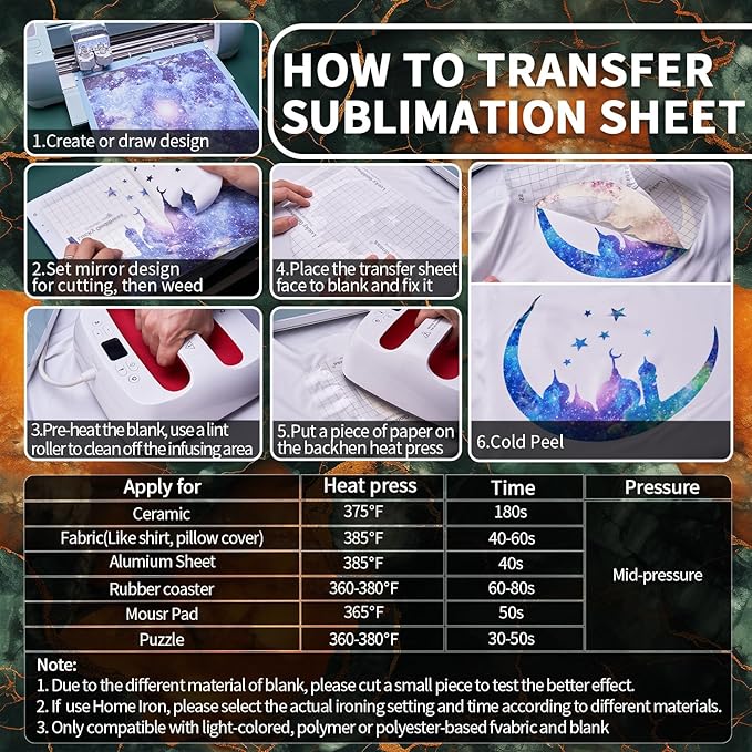 Sublimation Transfer Sheets for Heat Press Machine,Orange Gold Marble Sublimation Sheets for Tumblers Blanks Tshirts,6 Sheets 12x12inch