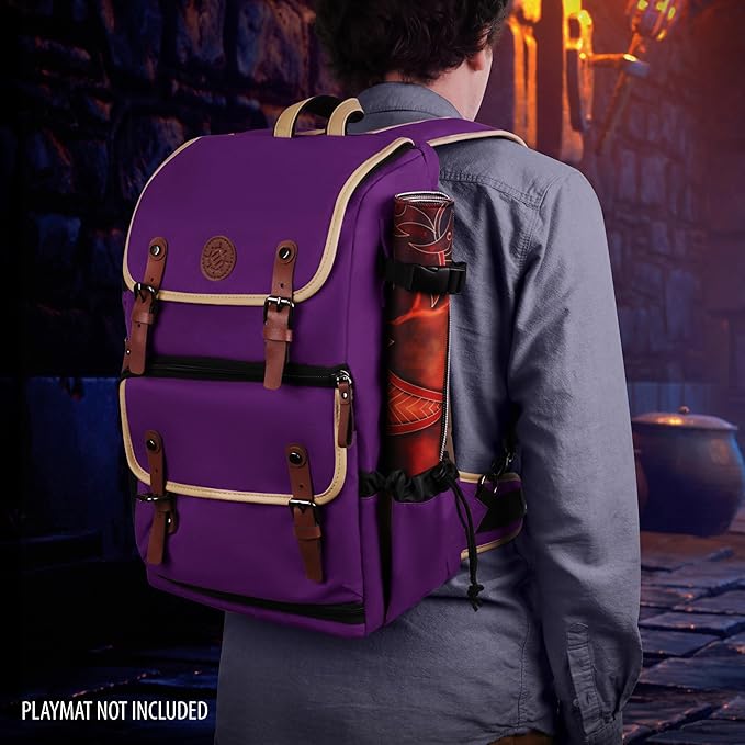 ENHANCE Designer Edition TCG Backpack - MTG Deck Bag Card Binder Space, TCG Deck Box Storage, MTG Playmat Holder - Card Storage Compatible with Magic the Gathering, Pokemon, Lorcana (Canvas Purple)