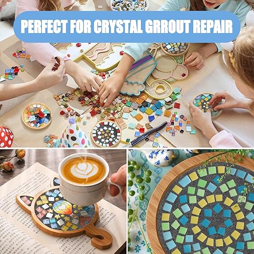 Mosaic Crystal Grout, Mosaics Tile Tools, Mosaic Tile Accessories – Essential for Handmade Grouting and Perfect for DIY Craft Projects (Gray, 8.8oz)