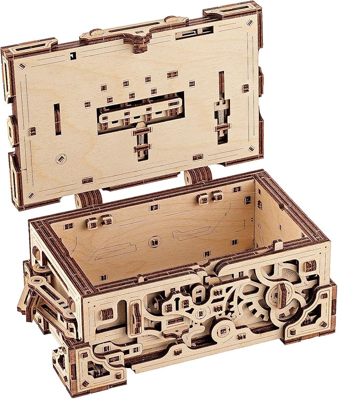 Wood Trick Enigma Chest Lock Puzzle Box Wooden 3D Puzzles for Adults to Build - Engineering DIY Project Mechanical Model Kits for Adults Wooden Models