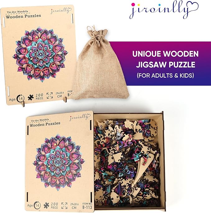 Wooden Jigsaw Puzzles, Mandela Wooden Puzzles for Adults, 500 Pcs King Size 16.8'' x 16.9'', Luxurious Shaped Wood Puzzle, Beautiful Package, Best Gift for Adults and Kids, Family Game