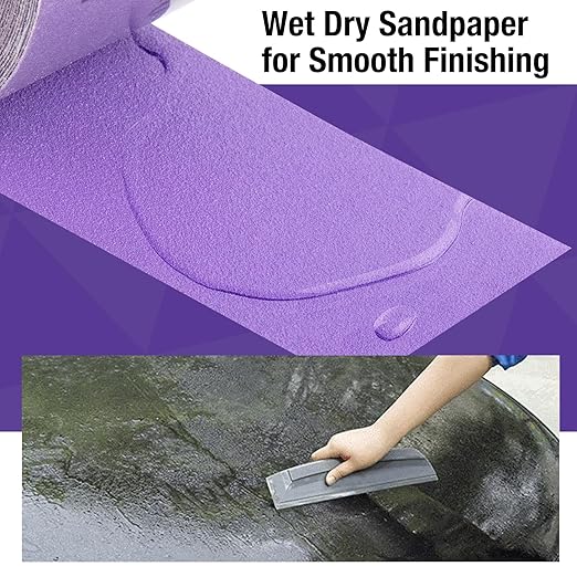 1000 Grit PSA Purple Film Ceramic Sandpaper Roll, 2-3/4" Wide Continuous 20 Yard Longboard Sanding Roll Wet Dry Sanding Blocks Self Adhesive Sticky Back Sanding Sheets for Woodworking Automotive