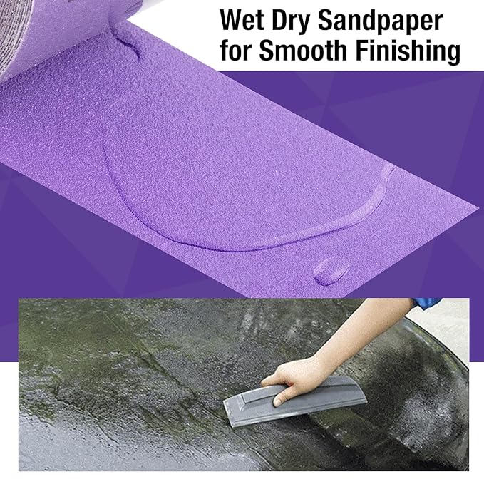 100 Grit PSA Purple Film Ceramic Sandpaper Roll, 2-3/4" Wide Continuous 10 Yard Longboard Sanding Roll Wet Dry Sanding Blocks Self Adhesive Sticky Back Sanding Sheets for Woodworking Automotive