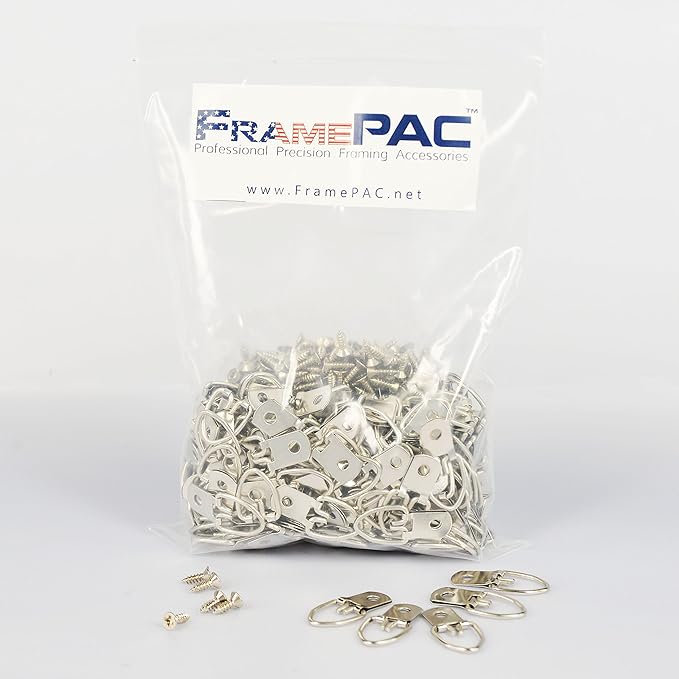 D Ring Picture Hangers with Screws - 300 Pack - Bulk D Rings - Pro Quality Hangers - Picture Hanging Solutions