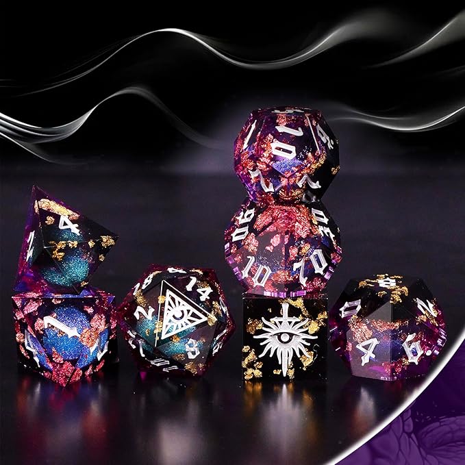 Black Eye of Mystery Liquid Core DND Dice Set – Unique Resin Dice Set for Dungeons & Dragons – Third Eye Dice Set for D&D Gifts