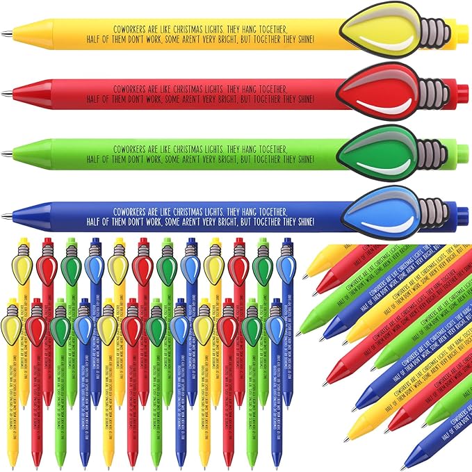 Eaasty 48 Pcs Christmas Gifts for Coworkers Appreciation Ballpoint Pens Bulk Coworkers Are Like Christmas Lights Holiday Thank You Gifts for Employee Team Colleagues (Appreciation)