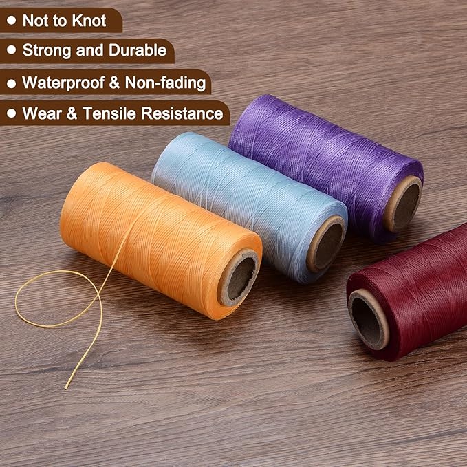 uxcell 150D 0.8mm Flat Waxed Thread 284 Yards Polyester Leather Sewing Waxed String Hand Stitching Waxed Cord for Leather Stitching Sewing Bookbinding DIY Craft Light Purple