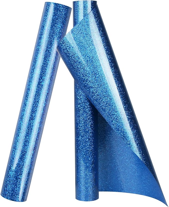 TORC Royal Blue Glitter HTV Heat Transfer Vinyl Roll 12 inch x 10 ft Iron on Vinyl for T Shirts Crafts