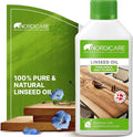 Nordicare Linseed Oil for Wood - 100% Pure & Natural Linseed Oil for Entire Indoor Area - Food-Safe Raw Linseed Oil for Wood Furniture - Underlines the Original Wood Structure - Made in Denmark 16.9oz