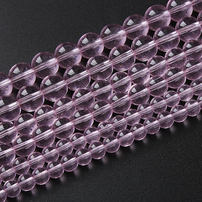 10mm 38pcs Smooth Rose Pink Glass Beads Quartz Crystal Round Loose Beads for Jewelry Making DIY Bracelet Necklace