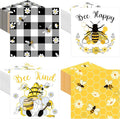 Fulmoon 200 Pieces Summer Bee Cocktail Napkins Disposable Decorative Decoupage Beverage Paper Napkins Bulk Dessert Towel for Summer Tea Party Dinner