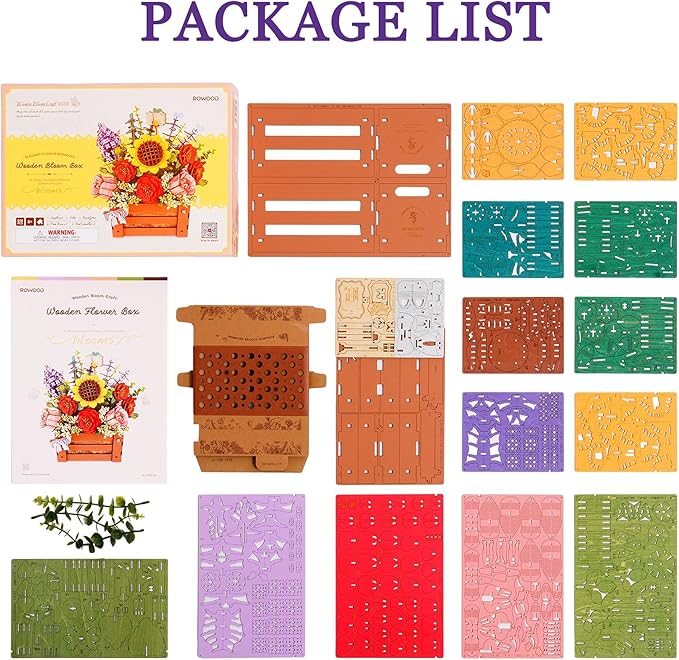 3D Wooden Flower Puzzle for Adults-Wooden Bloom Box, DIY Craft Model Kit Building Set, Botanical Decor Creative Gift for Lovers Nature Enthusiasts (658PCS)