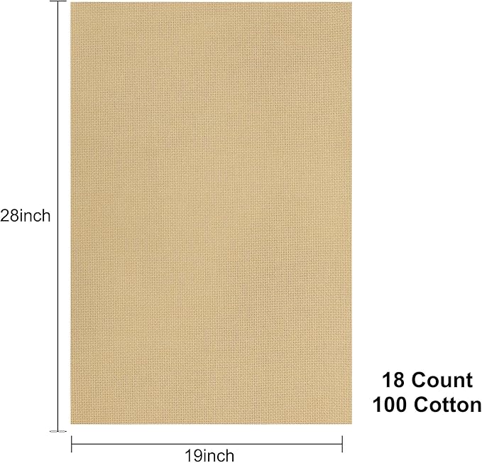 Aida Cloth 18 Count Cross Stitch Fabric,19×28inch (18CT,Khaki)