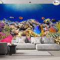 wall26 Removable Wall Sticker/Wall Mural Tropical Blue Fish Coral Reef Ocean Seascape Nature Wilderness Photography Realism Nautical Landscape Decorative for Living Room, Bedroom, Office - 100"x144"