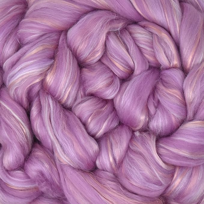 Merino Silk Luxe Tonal Designer Blend. Superfine Merino, Mulberry Silk, Tussah Silk. Top Roving for Spinning or Felting. Pastel Passion 1oz