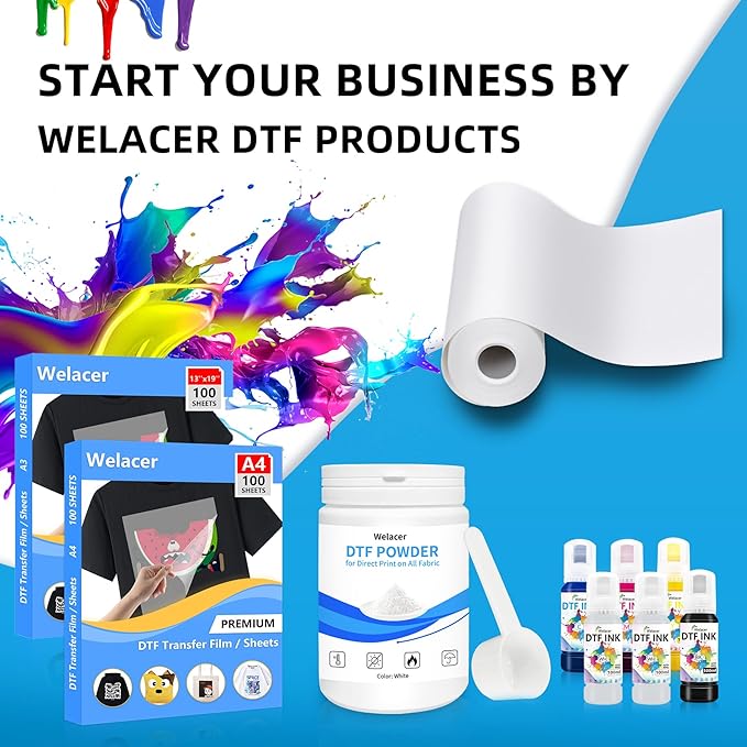 Upgraded Auto-Fill DTF Ink for ET-8550, ET-8500, 100mlx6 Heat Transfer Ink Conversion Kit, High Density Pigment Ink - Compatible with All DTF Films&Printers(Anti-UV, ICC-Free)